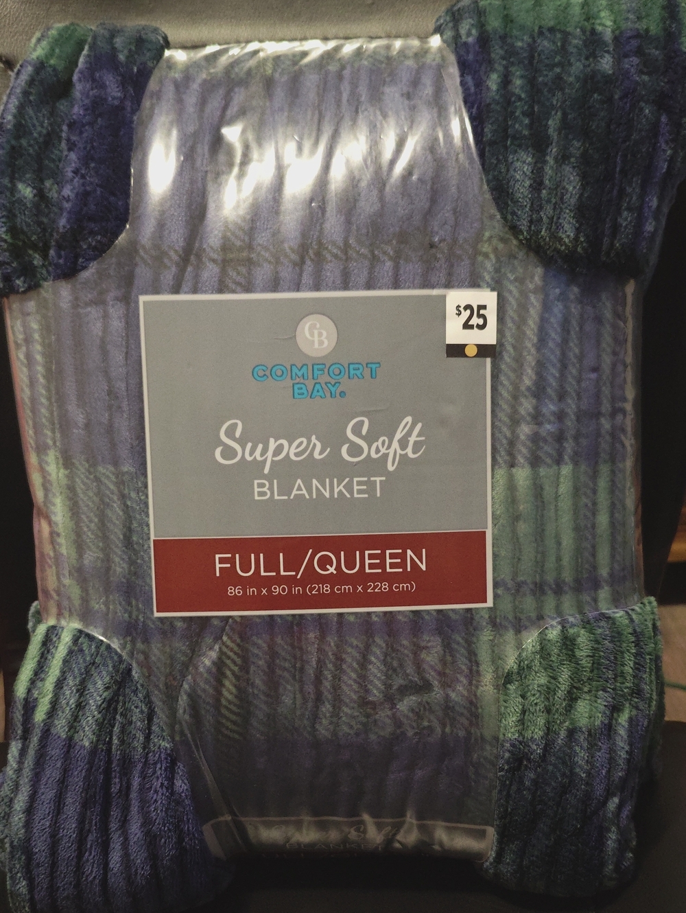 Comfort Bay Blue & Green Plaid Super Soft Blanket